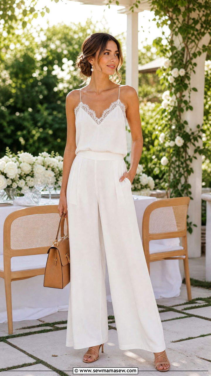 All white monochrome palazzo pants outfit - 25 chic palazzo pants outfit ideas
