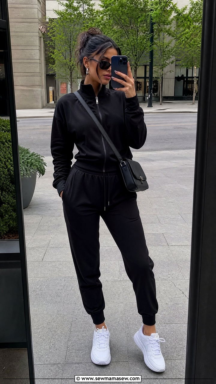 AllBlack Matching Tracksuit Errands Outfit - 30 errands outfits ideas