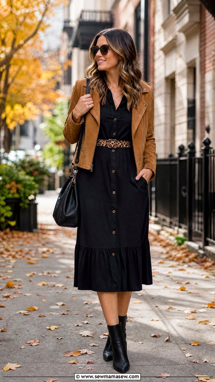 Ana dress with ankle boots for a transitional day - 25 French girl outfit ideas with Sezane dress