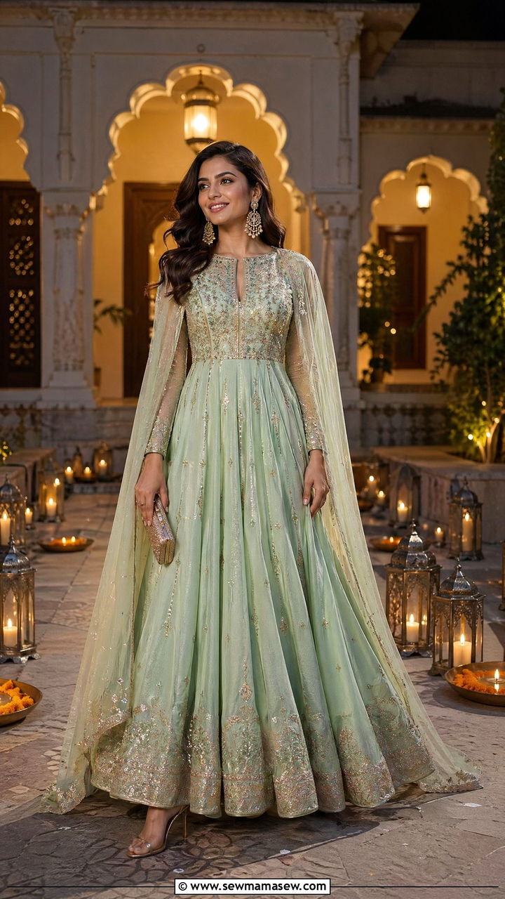 Anarkali Gown For Diwali Celebration - 35 Diwali outfit ideas for women
