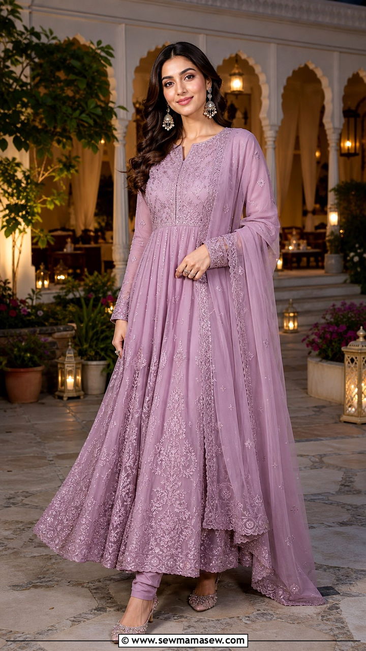 Anarkali Suit With Churidar And Embellished Heels - 20 April Eid outfit ideas