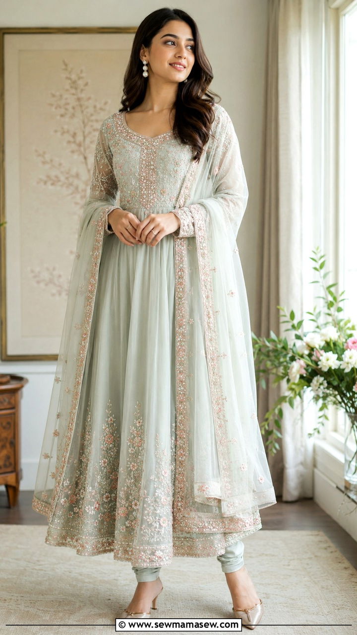 Anarkali Suit With Churidar - 20 Modest outfit ideas for Pakistan
