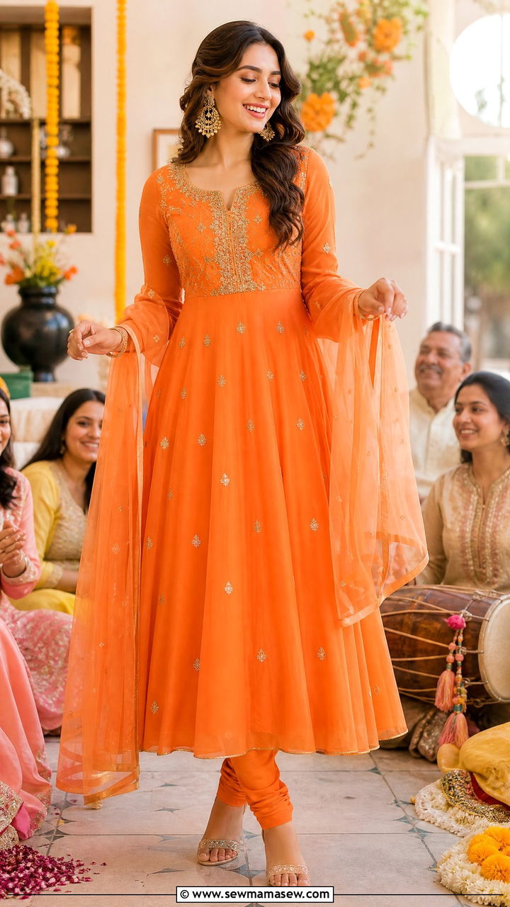 Anarkali Suit for Dholki Celebration - 20 Wedding guest outfit ideas Dholki