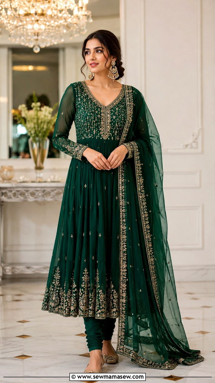Anarkali Suit with Churidar and Khussa - 25 Multan outfit ideas