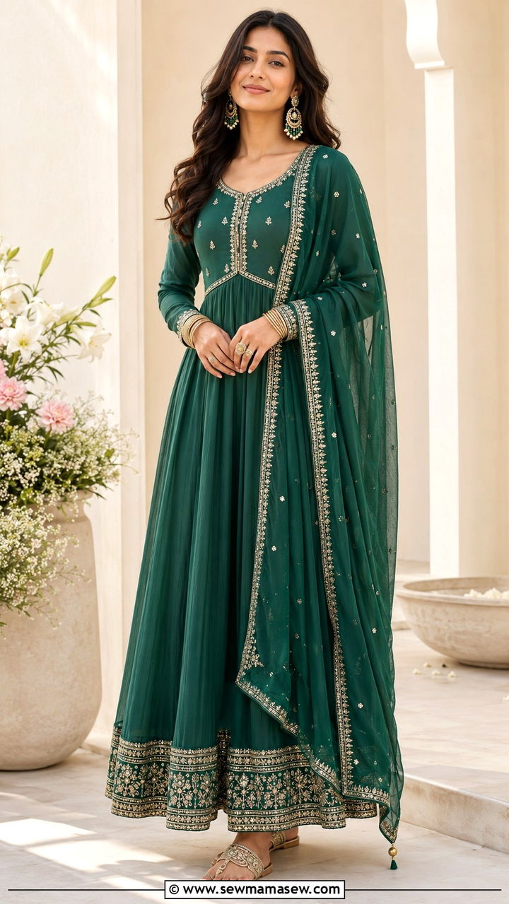Anarkali Suit with Flats Outfit - 25 Wedding guest outfit ideas Muslim wedding
