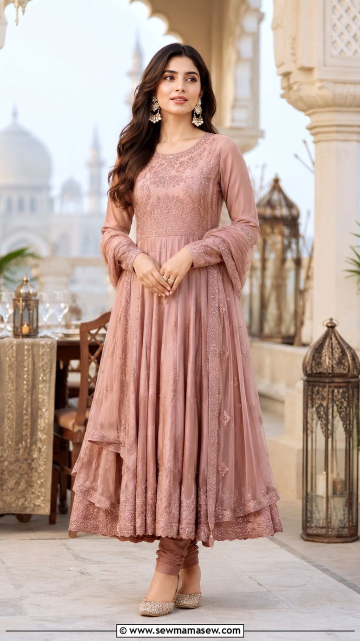 Anarkali Suit with a Flowing Dupatta - 20 Modest outfit ideas for iftar