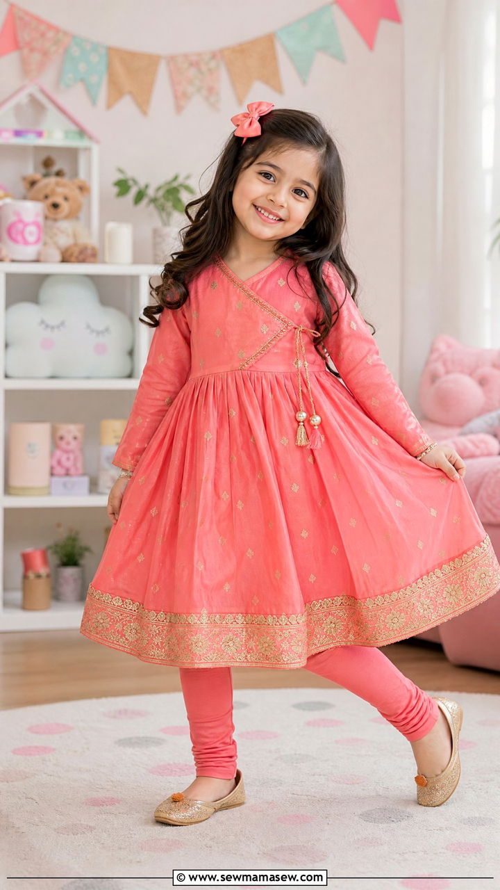 Angrakha Style Frock - 30 Eid outfits for girls