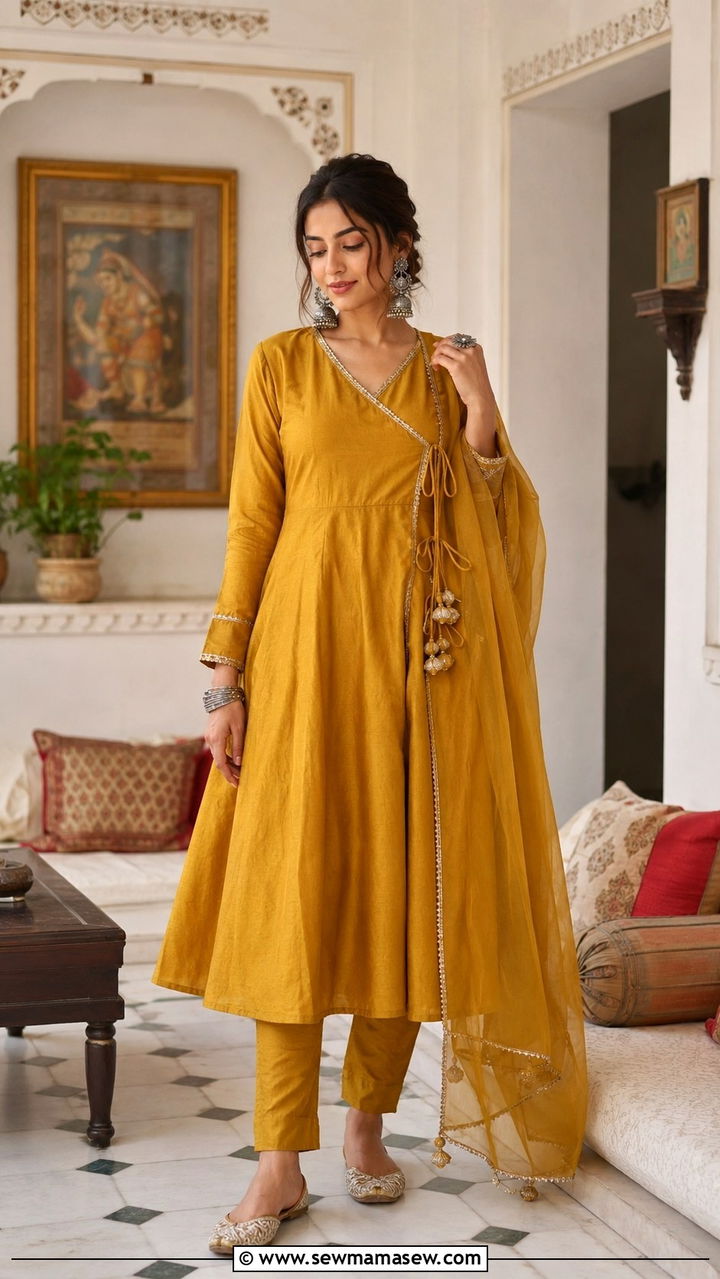Angrakha Style Suit for Dholki - 20 Wedding guest outfit ideas Dholki