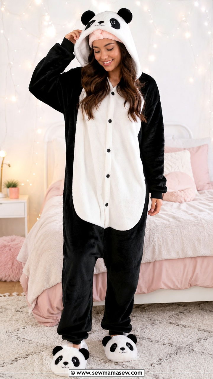 Animal Onesie Pajama With Plush Slippers - 20 Pajama outfit ideas for sleepover