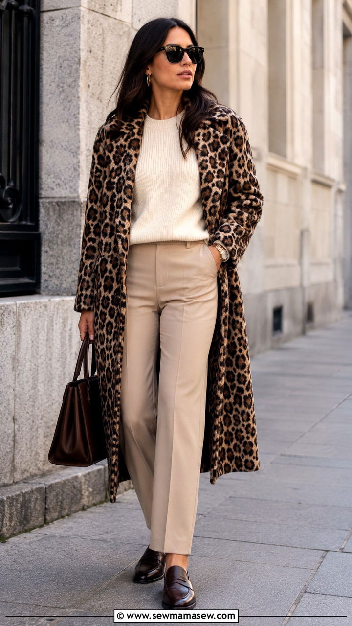 Animal Print Coat Outfit for Women - 30 maximalist outfits for women