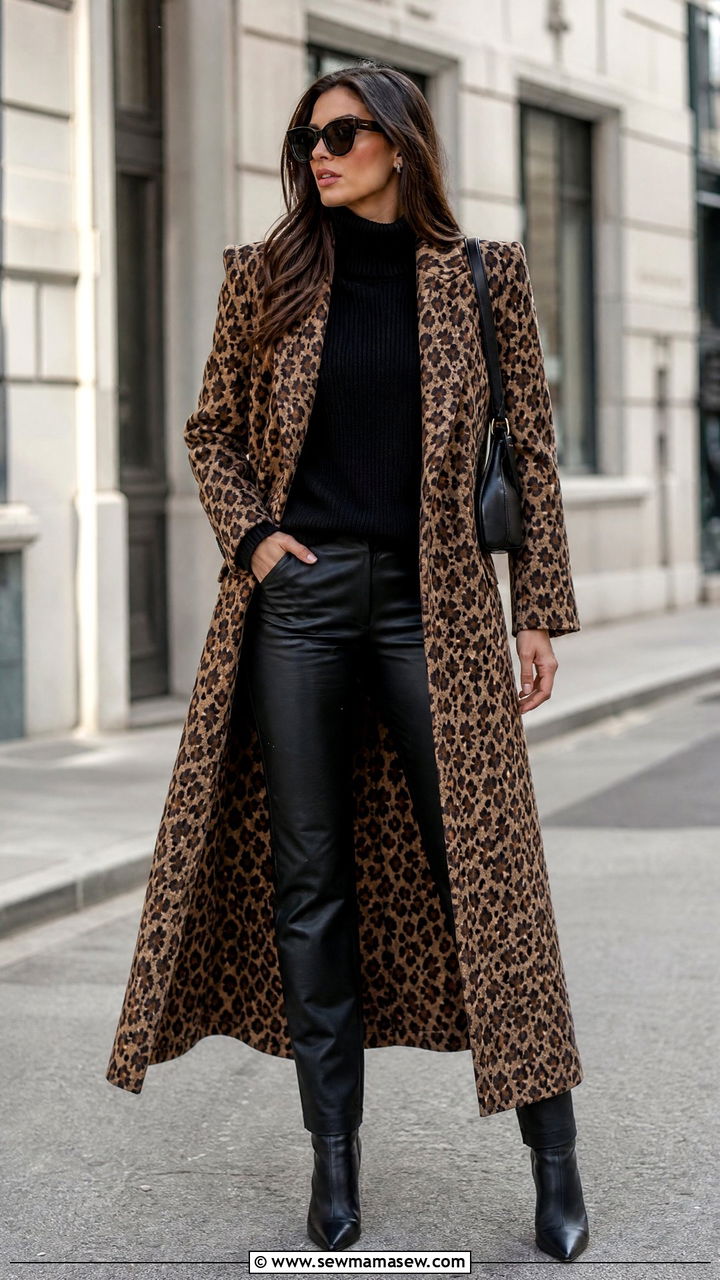 Animal Print Coat Over an All Black Base - 25 Glamoratti outfit ideas 2026