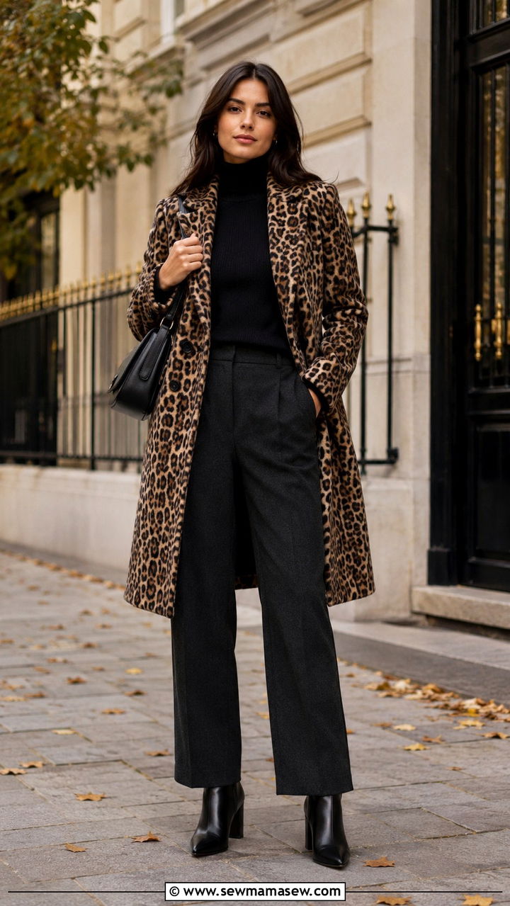 Animal Print Coat with Neutral Separates - 25 2026 fashion trends women classy