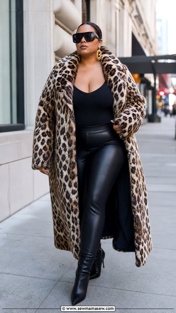 Animal Print Faux Fur Coat Plus Size - 25 Mob wife outfits plus size