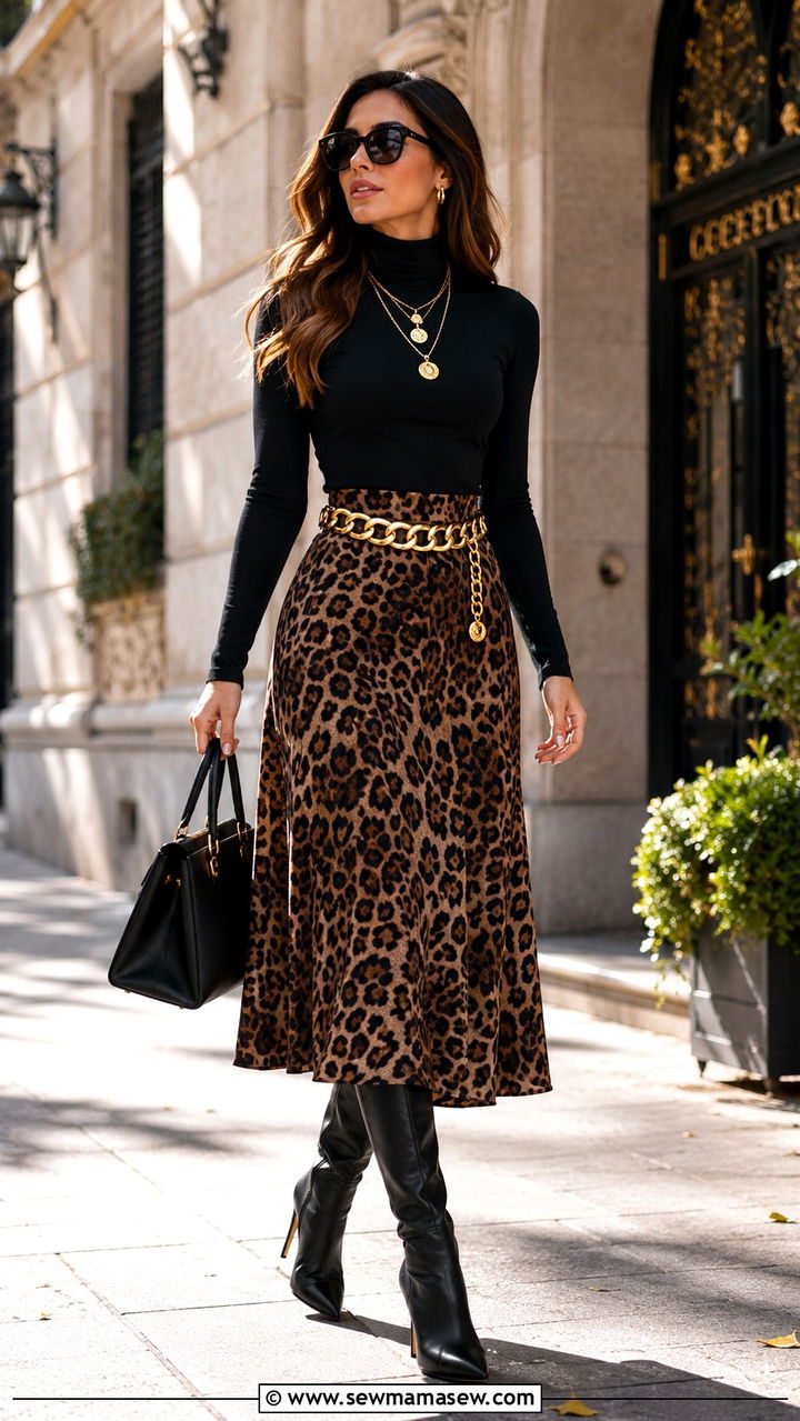 Animal Print Skirt And Turtleneck Mob Wife Spring - 30 Mob wife spring outfits
