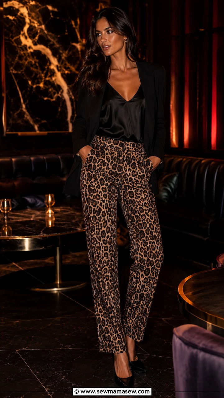 Animal Print Trouser Night Out - 30 trouser outfit ideas for women