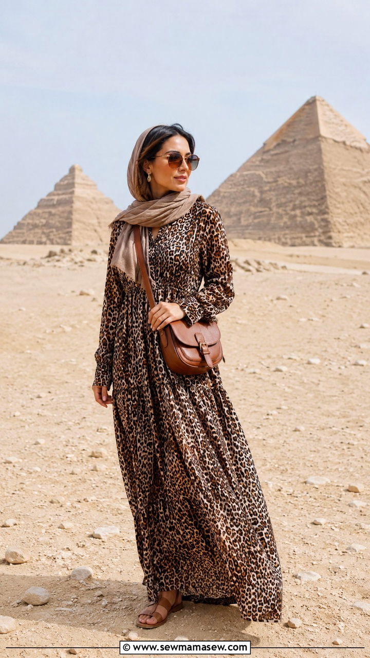 Animal print maxi dress outfit for Egypt - 20 Modest outfit ideas for Egypt