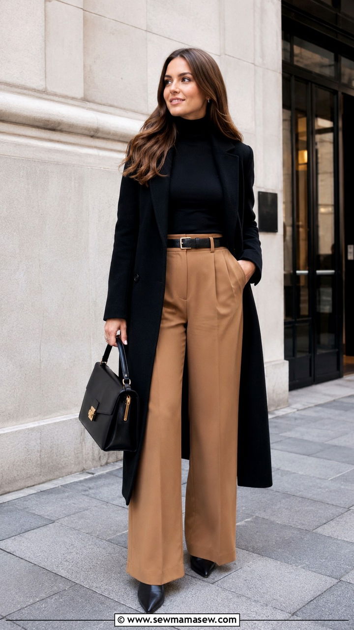 Ankle Boots with Wide Leg Trousers - 30 Office outfits with trousers
