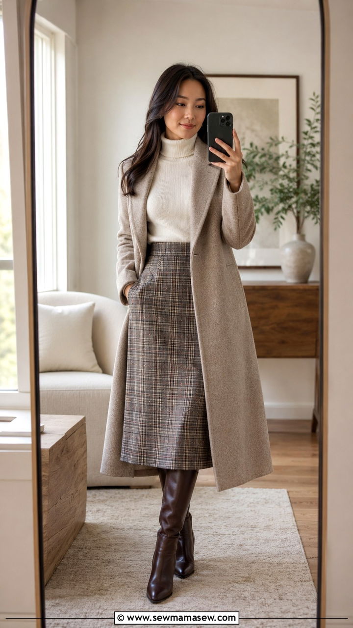 Ann Taylor Petite Plaid Midi Skirt Outfit - 25 Petite outfit ideas from Ann Taylor