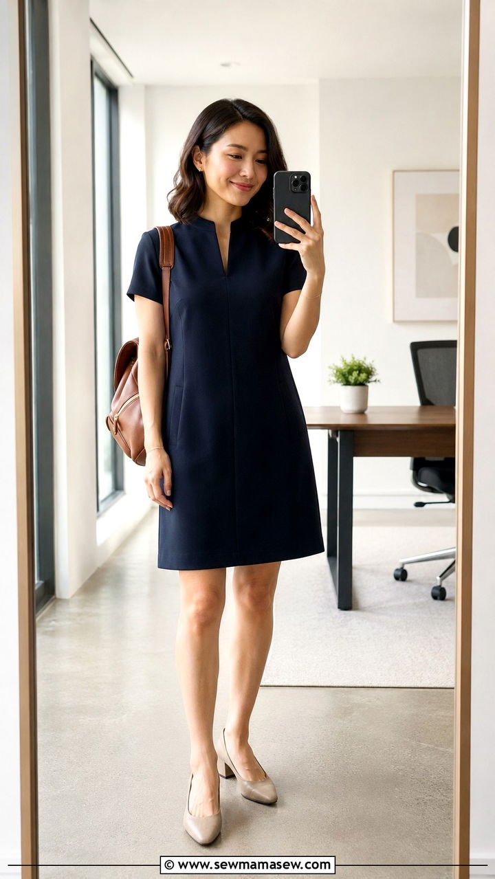 Ann Taylor Petite Stand Collar Shift Dress - 25 Petite outfit ideas from Ann Taylor