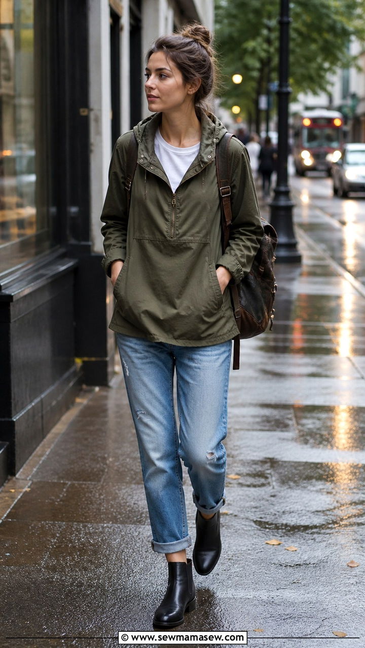 Anorak Jacket And Boyfriend Jeans With Chelsea Boots - 40 casual travel outfits