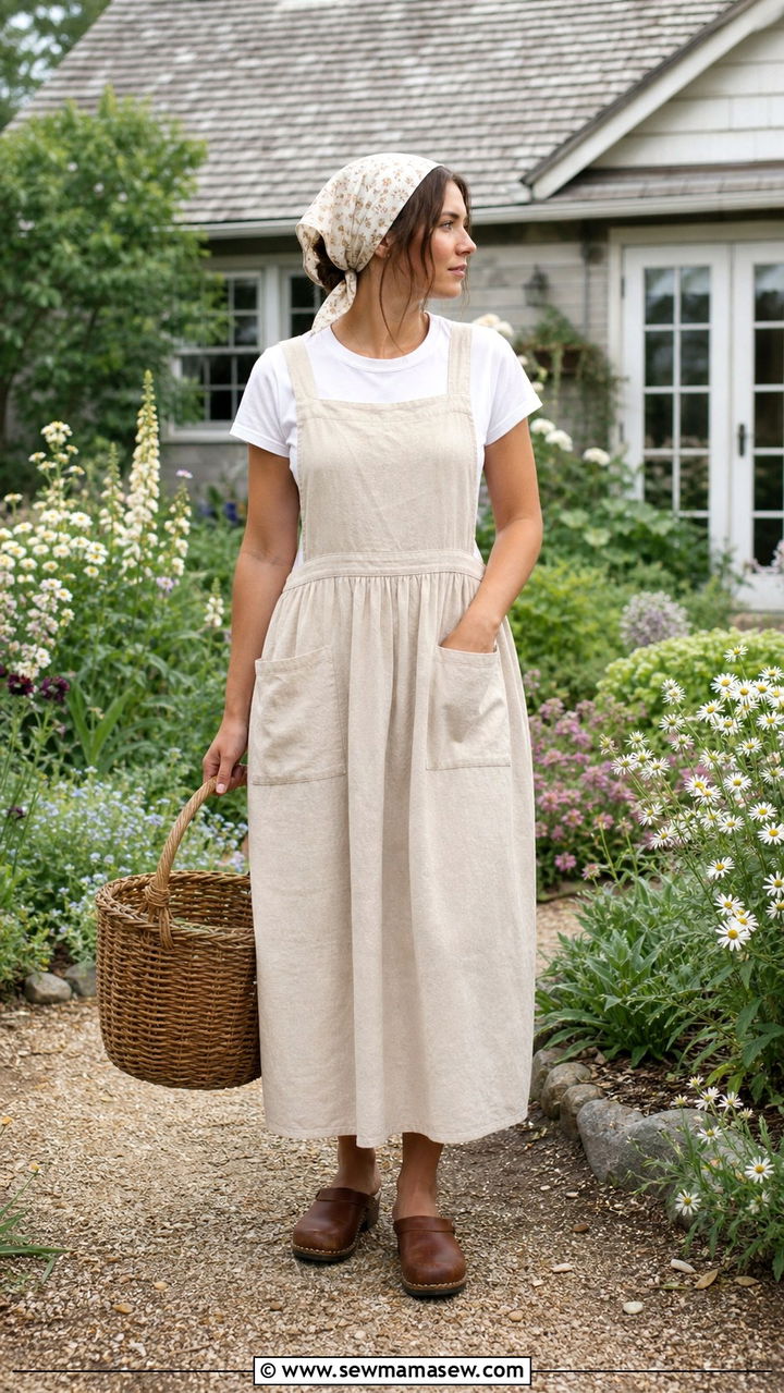 Apron Dress Over Cotton Basics - 40 summer cottagecore outfits