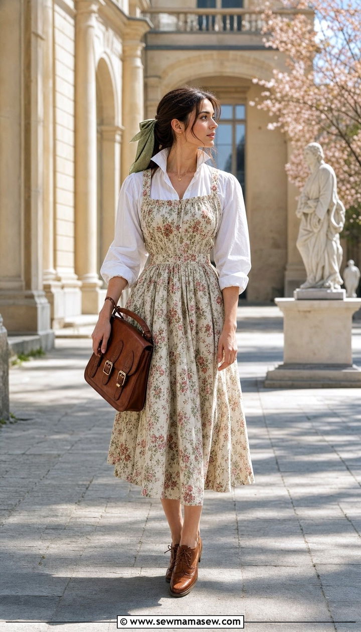 Apron Front Dress With Button Up Shirt Outfit - 25 Spring cottagecore outfits 2026