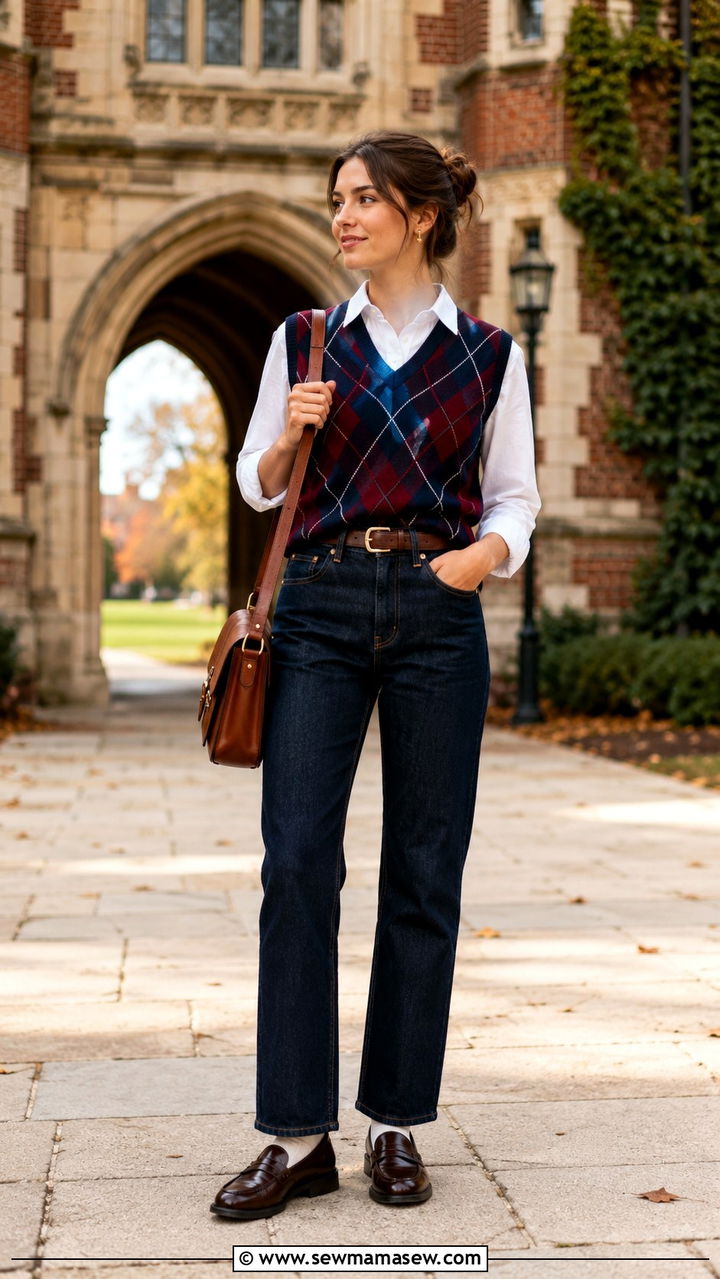 Argyle sweater vest with collared shirt - 30 how to style sweater vest