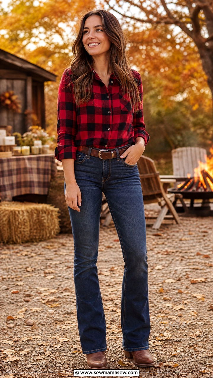 Ariat boots and plaid shirt outfit - 20 Western outfit ideas with Ariat boots
