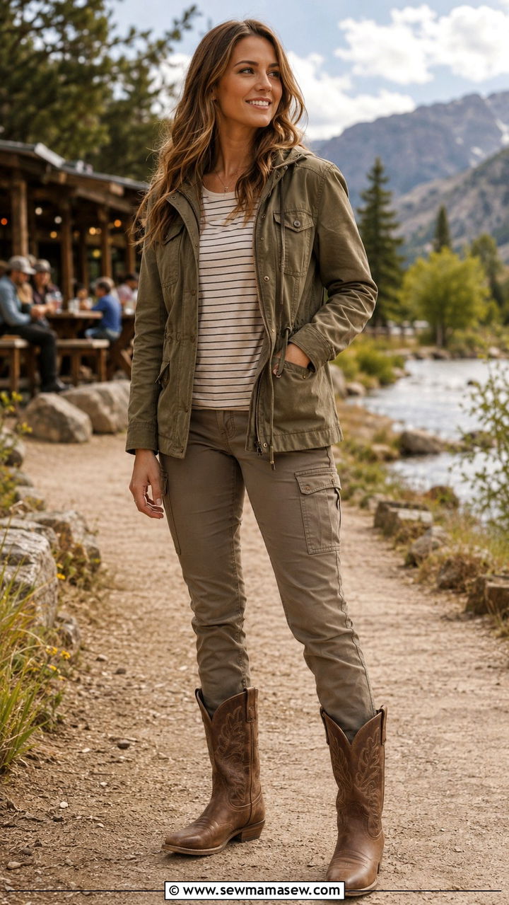 Ariat boots and utility jacket outfit - 20 Western outfit ideas with Ariat boots
