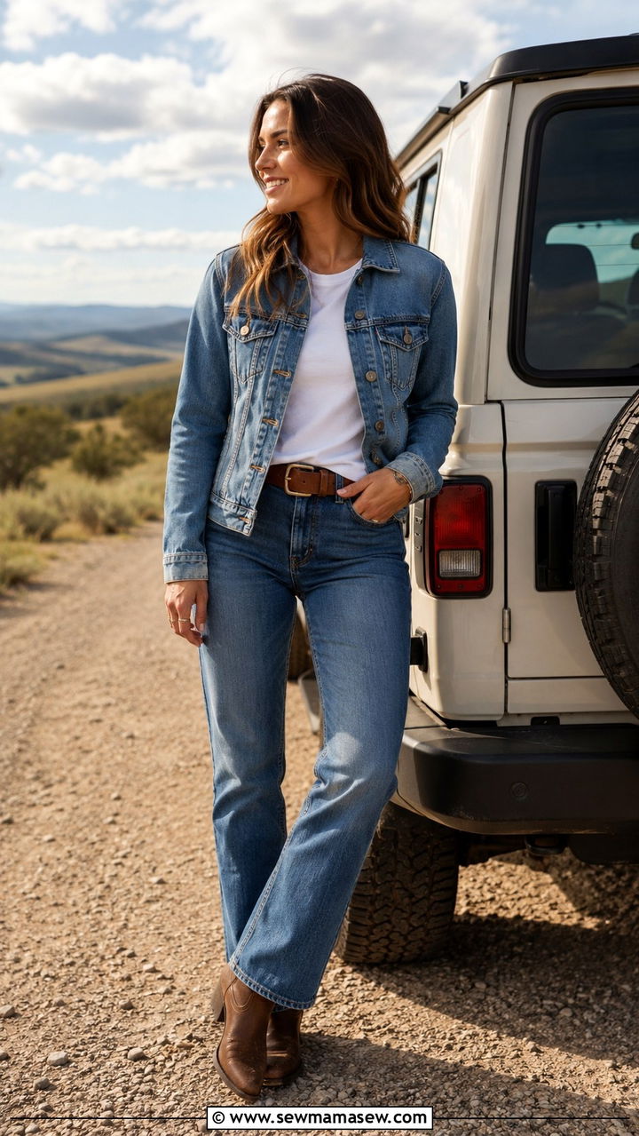 Ariat boots with denim jacket outfit - 20 Western outfit ideas with Ariat boots