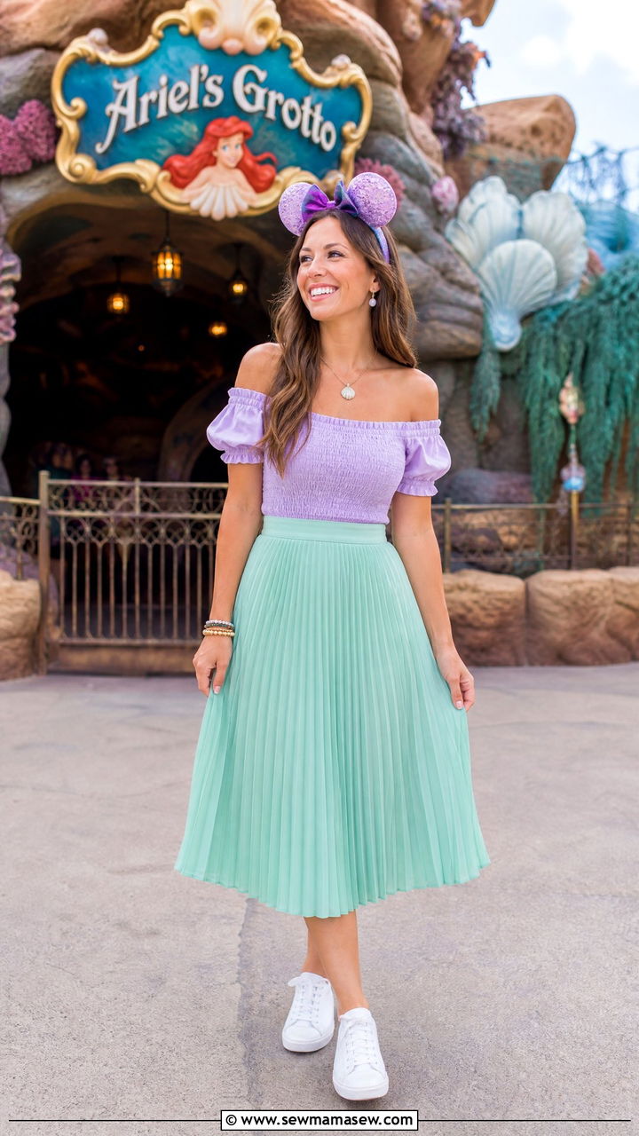 Ariel Sea Green Skirt and Top Outfit - 35 Magic Kingdom outfit ideas
