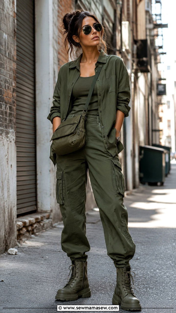 Army Green Monochrome Utility Outfit - 30 Monochromatic green outfits