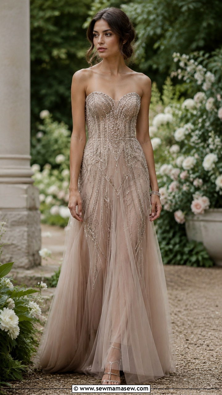 Art Deco Tulle Gown With Embellishment - 25 Art deco outfit ideas
