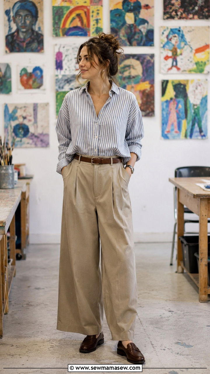Art teacher oversized shirt and trousers - 20 Art teacher outfit ideas