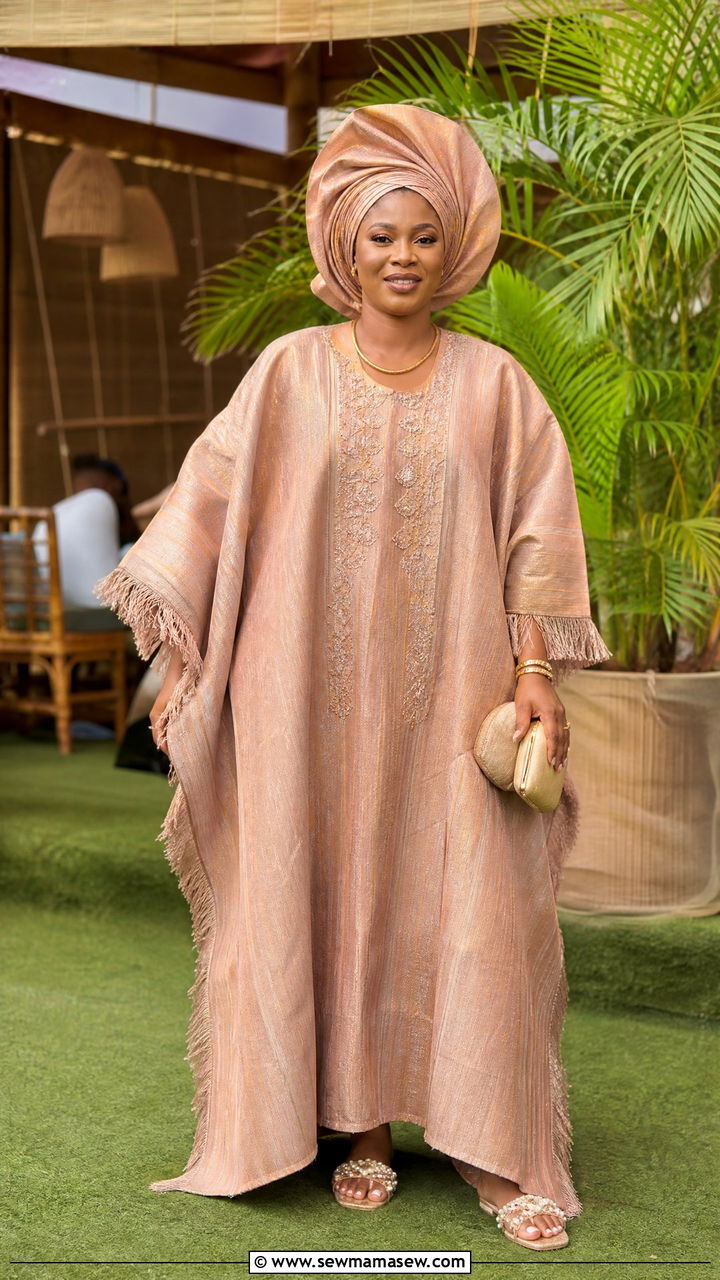 Aso Oke Bubu Gown With Fringed Edges - 25 Wedding guest outfit ideas Nigerian wedding