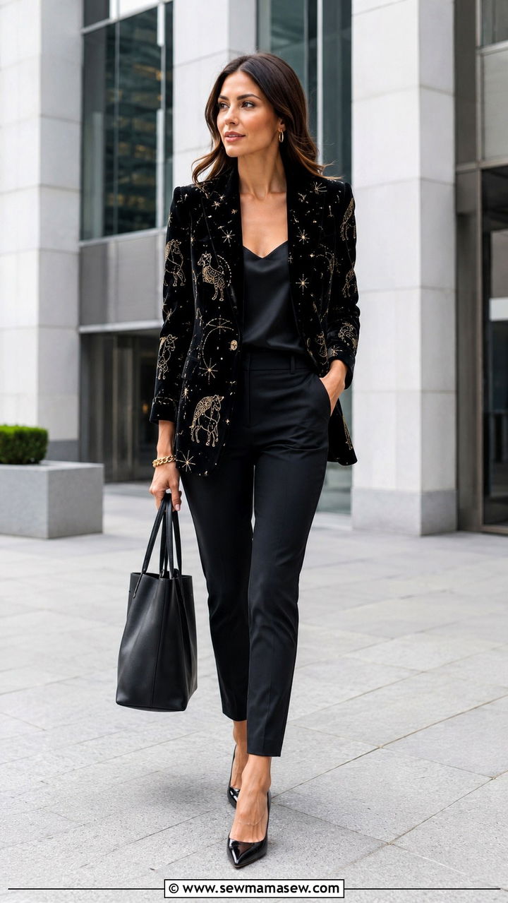 Astrology Print Blazer and Slim Trousers - 30 celestial outfits aesthetic