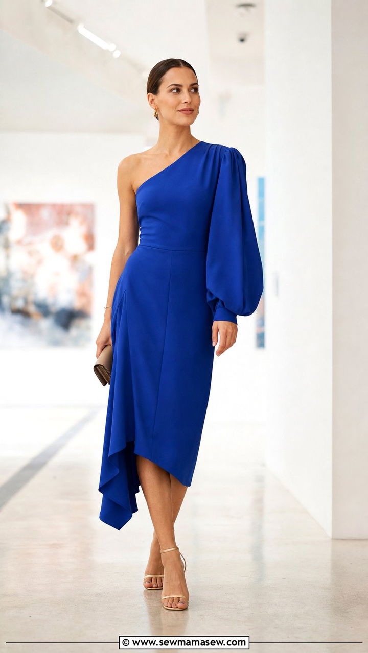Asymmetric Hem Dress With Statement Sleeve And Heeled Sandals - 25 spring summer 2026 outfits ideas