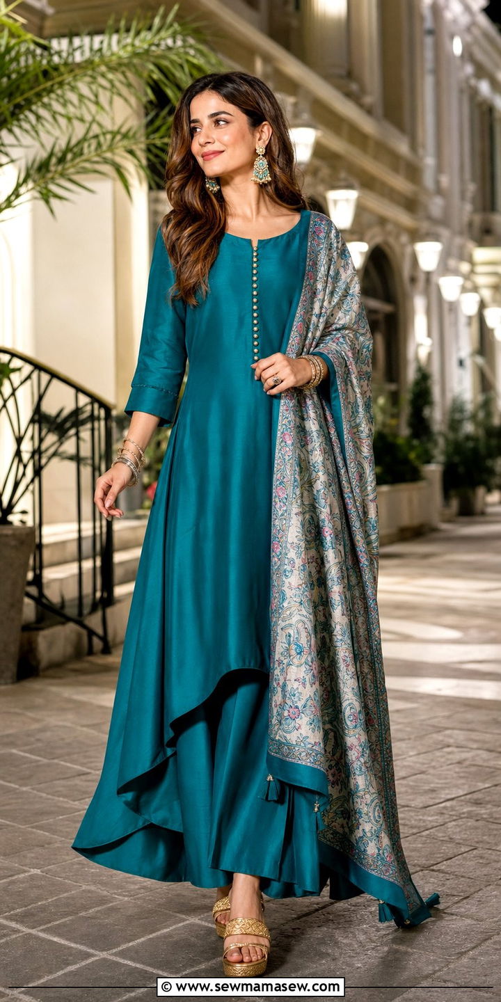 Asymmetric Kurta With Flared Pants - 25 Eid outfit ideas Indian