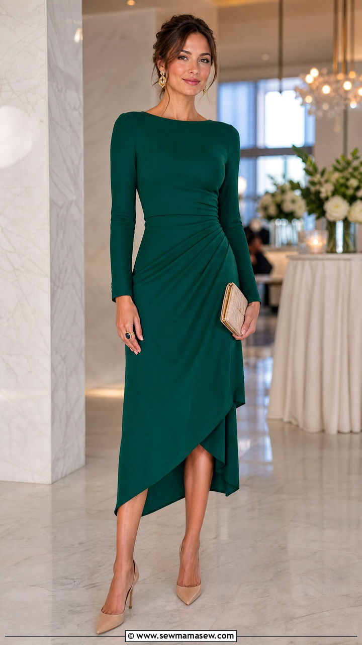 Asymmetric hem dress with pointed toe pumps - 25 Flattering outfits for big hips
