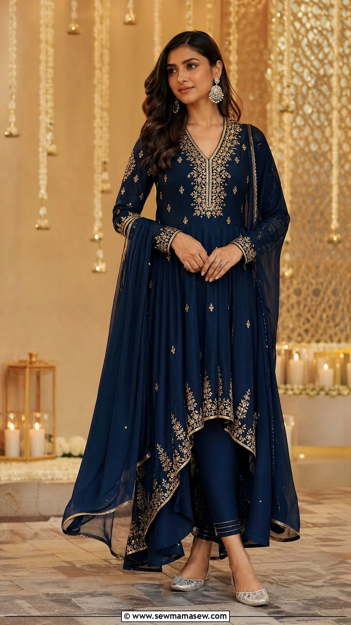Asymmetrical Hem Anarkali - 35 Diwali outfit ideas