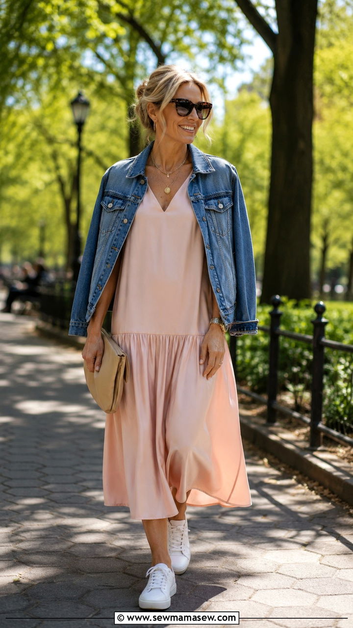Asymmetrical Ruched Top With Pencil Skirt and Pointed Flats - 25 Outfit ideas for apple shape over 40