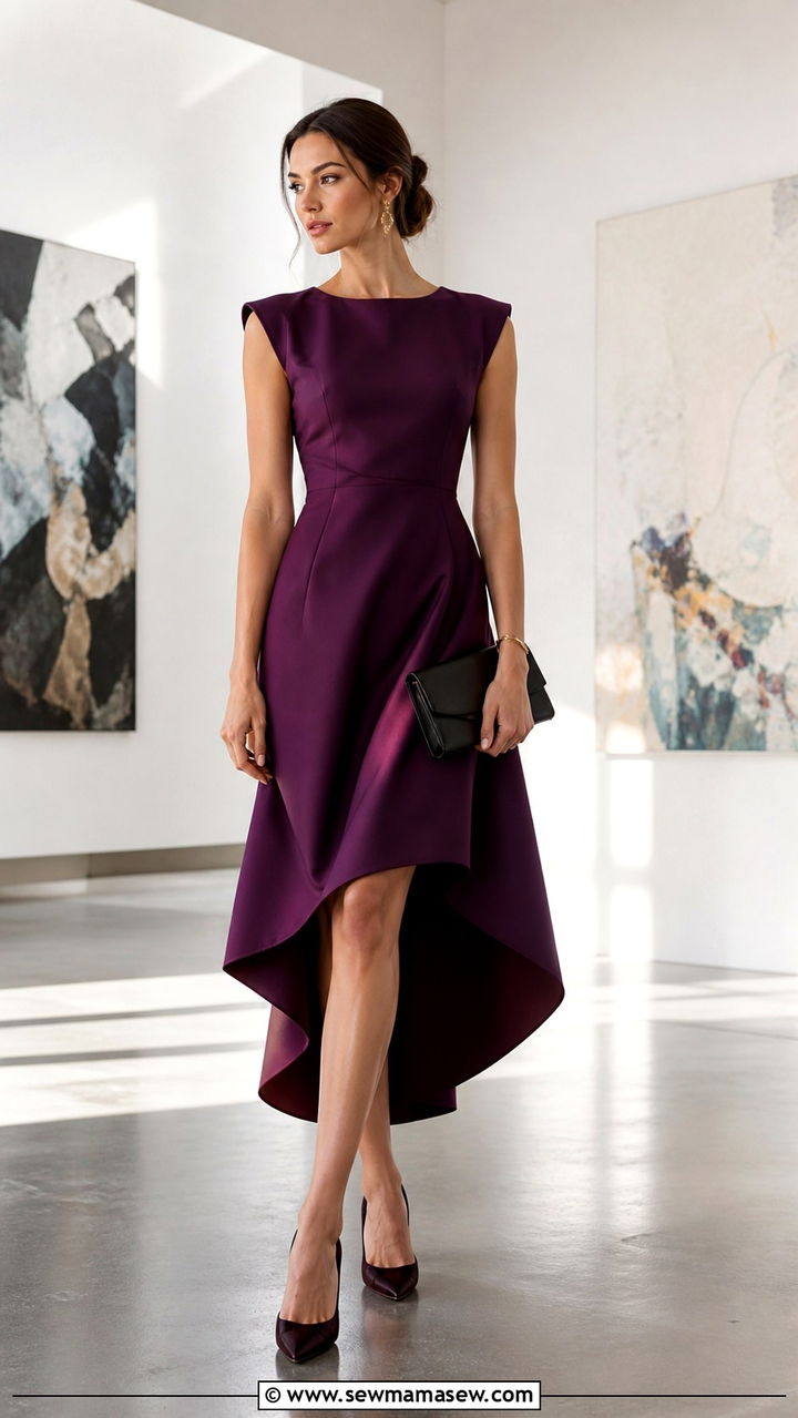 Asymmetrical hem dress and heels outfit - 40 office outfits