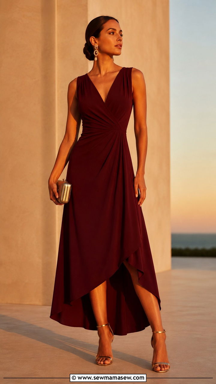 Asymmetrical hem dress with strappy sandals - 30 Outfit ideas for apple shape