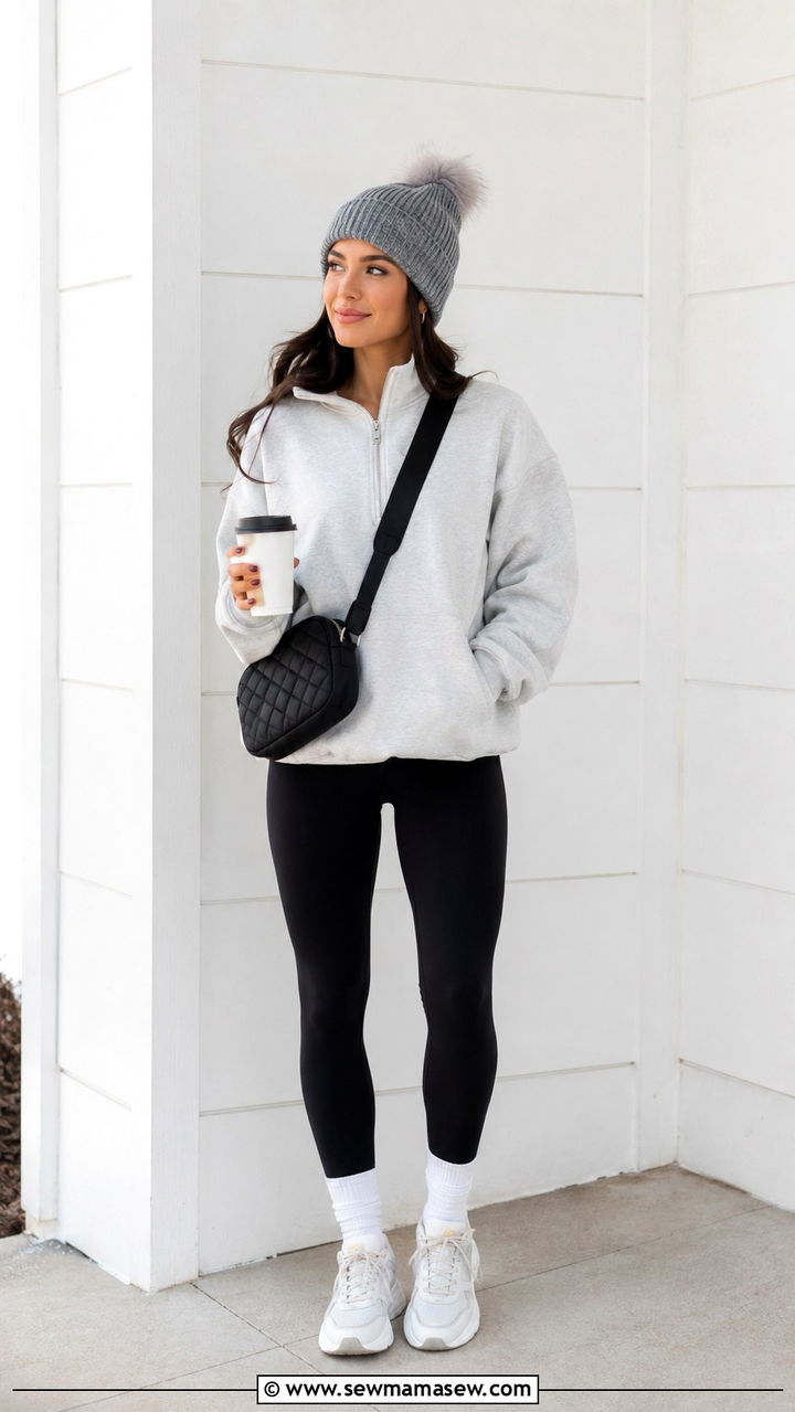 Athleisure Half Zip and Leggings Outfit - 30 NFL game outfit ideas