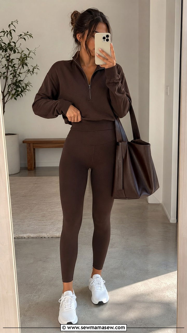 Athleisure Luxe Matching Set - 30 Rich mom outfit ideas 2026