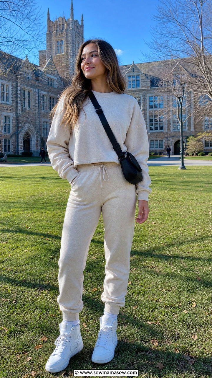 Athleisure Matching Set And High Top Sneakers - 25 Fashion for college sophomore
