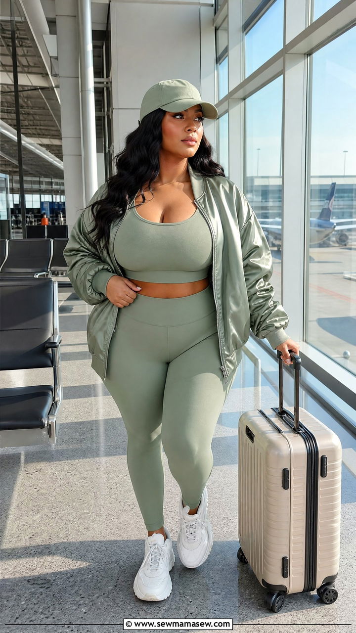 Athleisure Set With Bomber Jacket - 30 curvy outfit ideas for women
