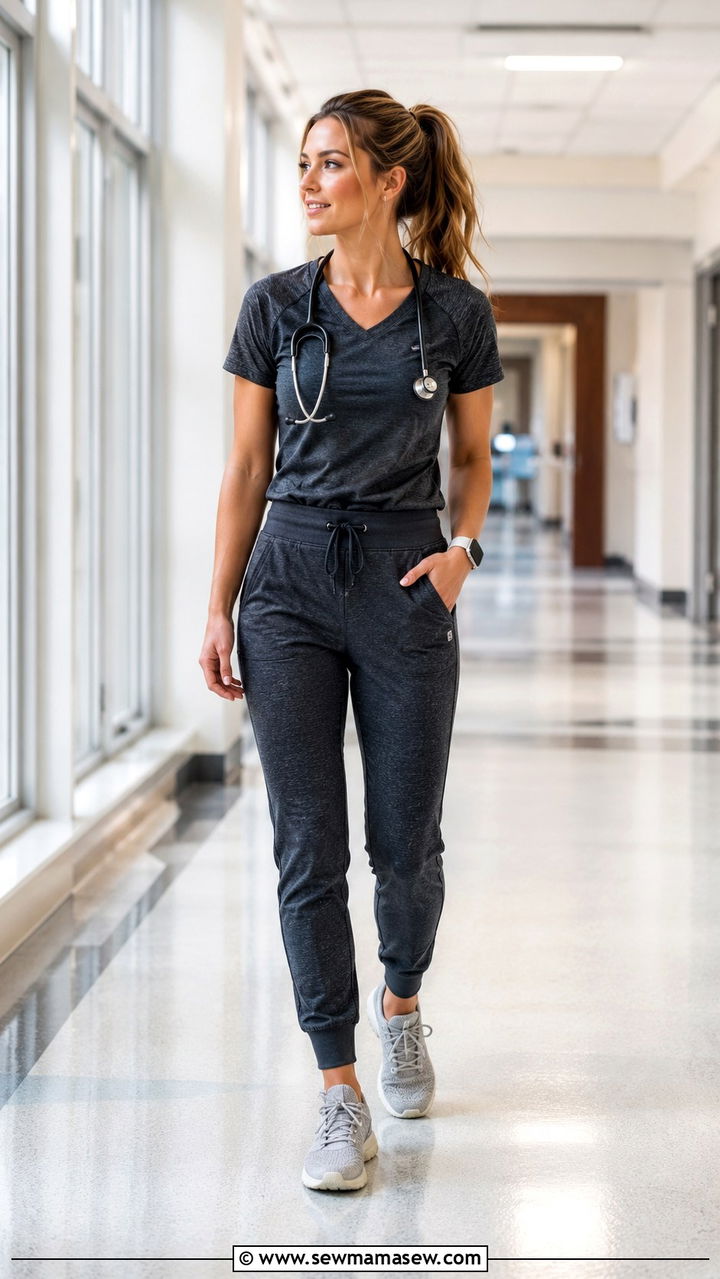 Athleisure scrub outfit for nurses - 30 Spring nurse outfits