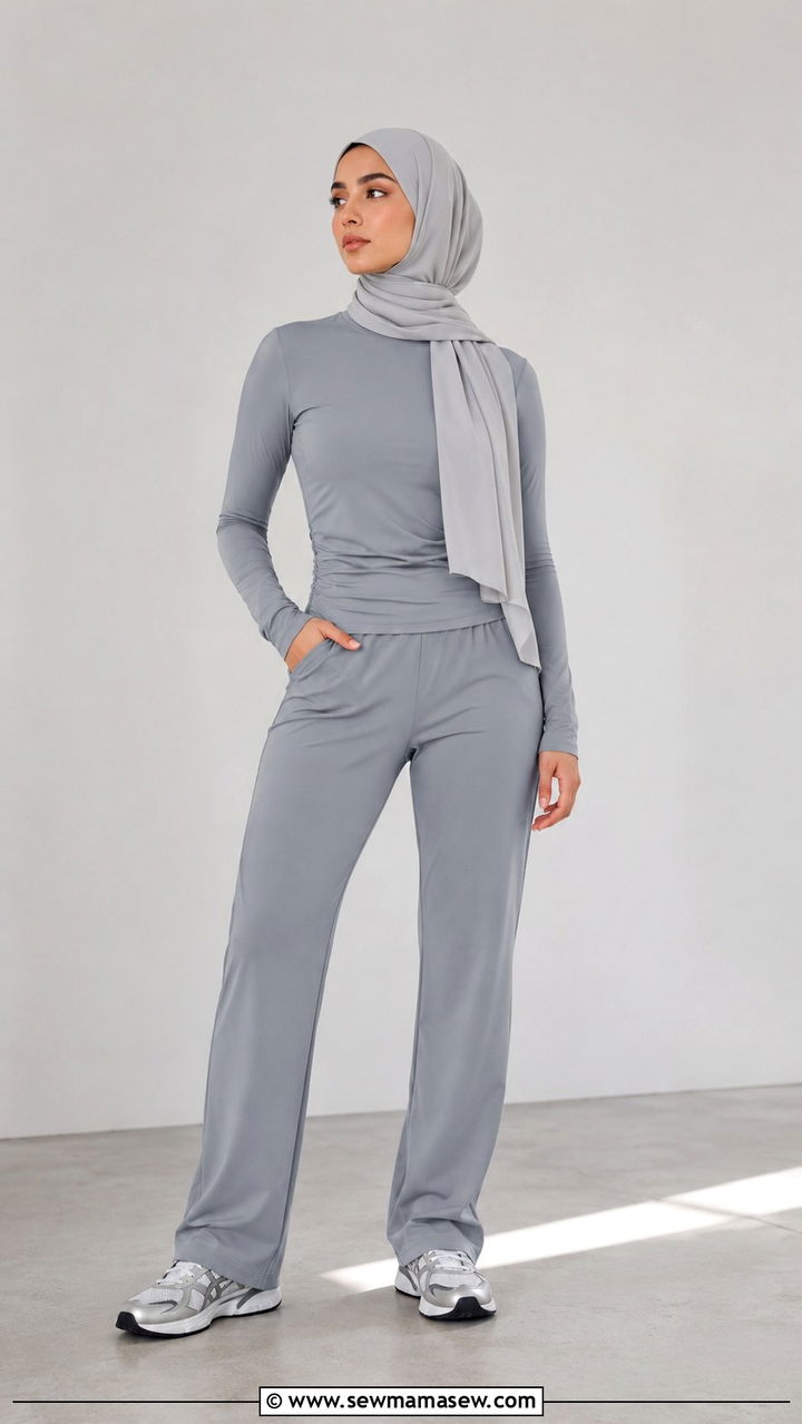 Athletic Tunic With Training Pants - 25 Modest yoga outfit ideas with hijab