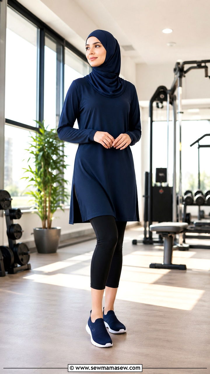 Athletic Tunic with Capri Leggings - 25 Modest gym outfit ideas with hijab